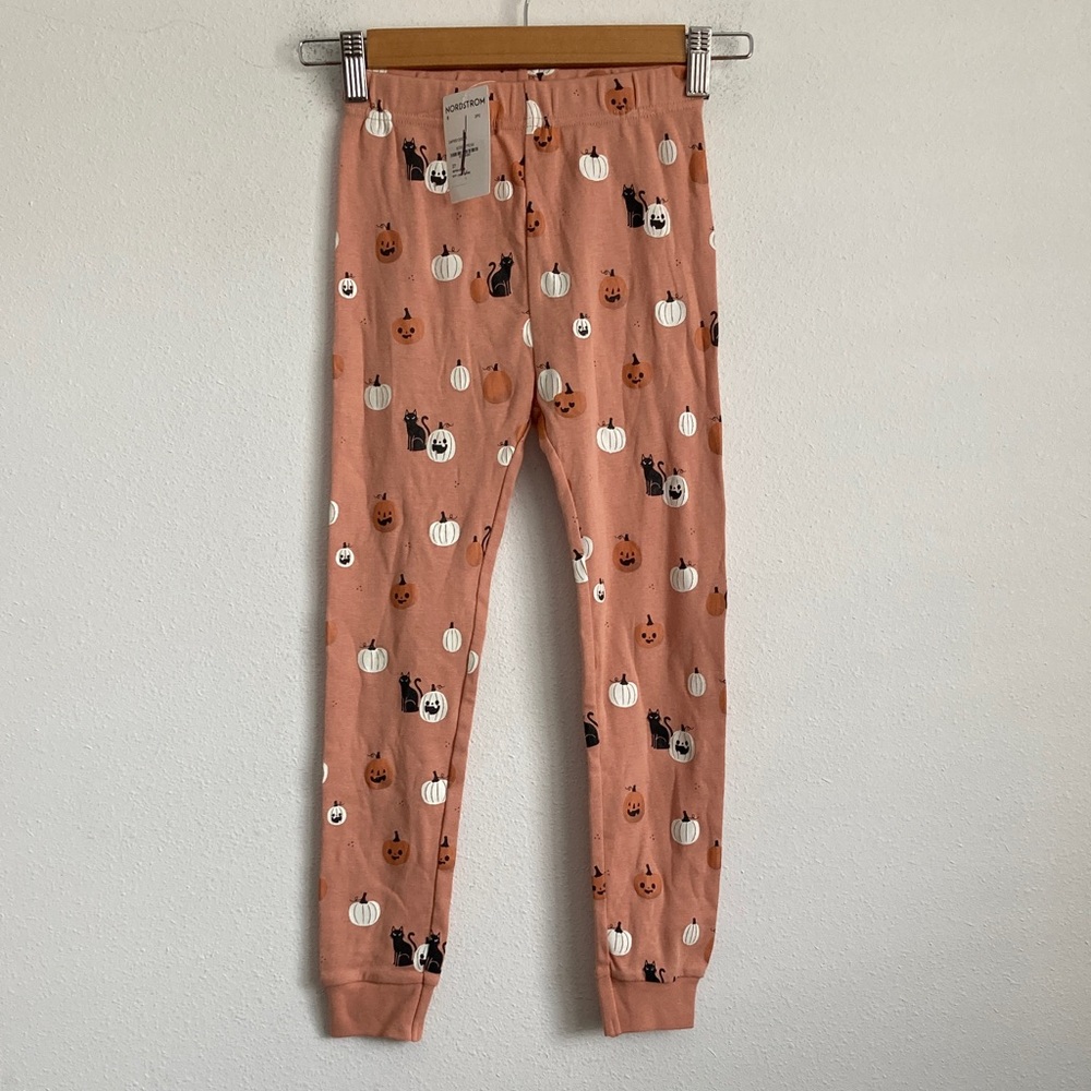 Petit Lem Pumpkin Print Pajama Pants - Peach and White Size 6‎